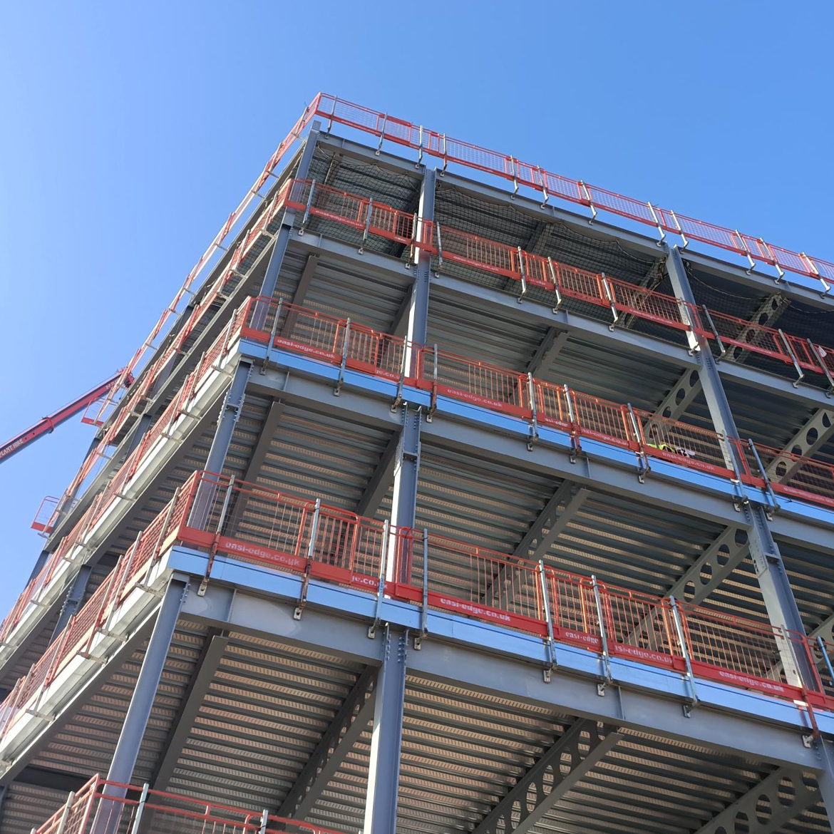 Boho X four storey construction site with edge protection barriers
